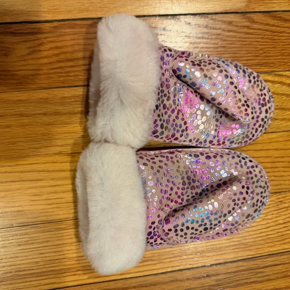 UGG Cream and Pink Fur Slippers